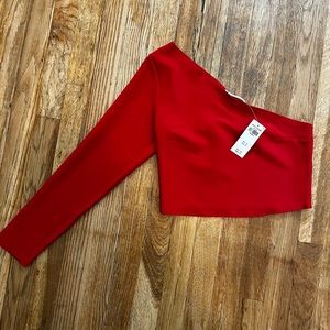 Red Abercrombie and Fitch size medium one-shoulder cropped shirt